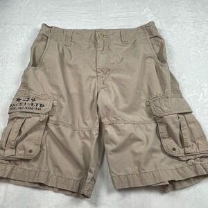 Urban Pipeline Mens 36 Khaki Cotton Ripstop Cargo Shorts Military Graphic Tan